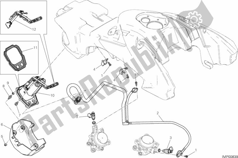 All parts for the Fuel System of the Ducati Hypermotard Hyperstrada USA 821 2013